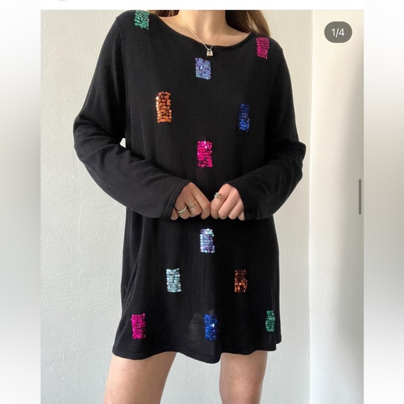 Vintage Silk and Sequins Knit Top/Dress - Picture 1 of 6